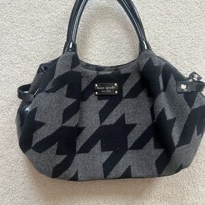 Kate Spade Houndstooth Black and Gray Shoulder Bag